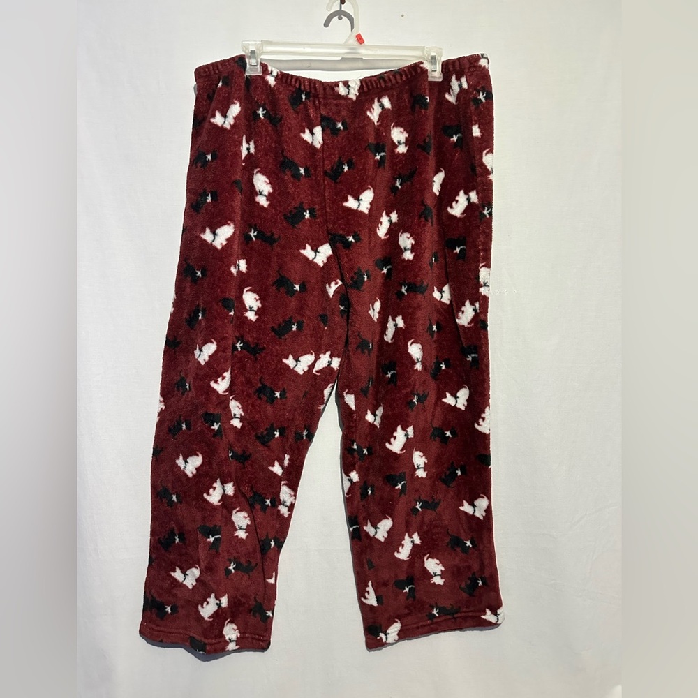 Laura Scott Burgundy Dog Print Fleece Pajama Pants – 3X